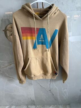 Aviator Nation Woman’s Tan AV Logo Hoodie